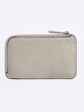 ZARA Minimal Card Zip Wallet in Light Gray